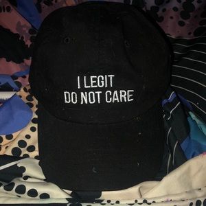 This is a black hat with white letters